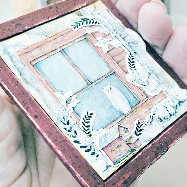 Barn Owl No.1:1 Dollhouse Miniature Handmade Wooden Framed Art image 2