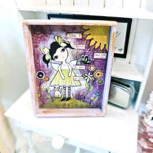 When I First Saw You No.1:1 Dollhouse Miniature Handmade Wooden Framed Art image 2