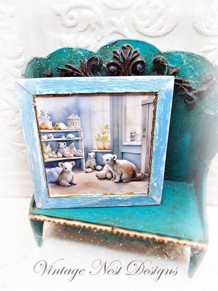 A Babies Room No.1:1 Dollhouse Miniature Handmade Wooden Framed Art image 3