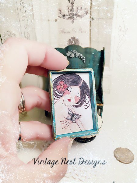 Asian Woman No.1:2 Miniature Handmade Framed Art image 2