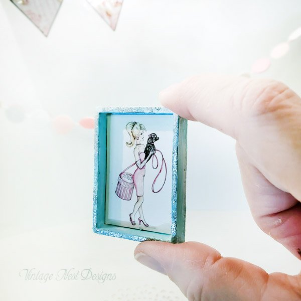 Barbie Shopping No.4:5 Dollhouse Miniature Handmade Wooden Framed Art image 5