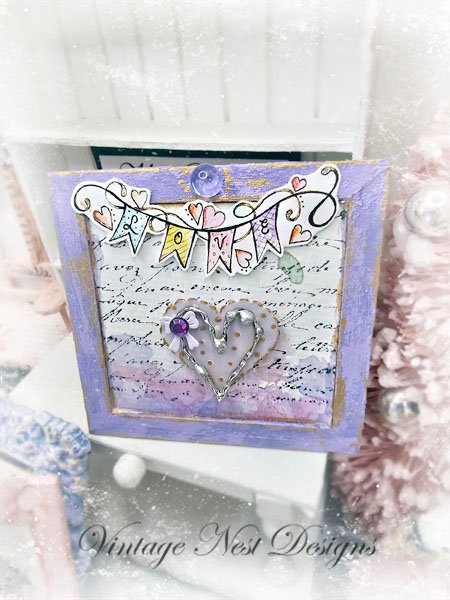 Valentine Heart No.4:2 Dollhouse Miniature Handmade Framed Art image 4
