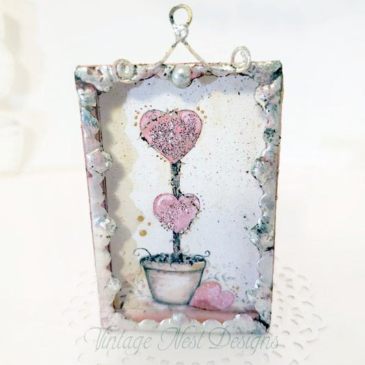 Metal Framed Valentine Topiary No.2 Dollhouse Miniature Handmade image 0