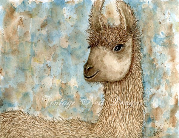 Llama No.1 Digital Prints Watercolor Painting image 0
