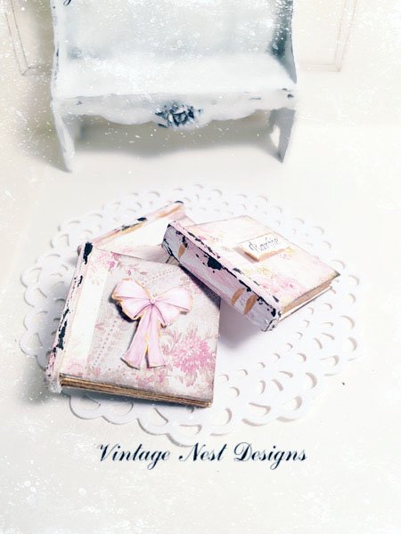 Shabby Book Set No.1 Handmade Miniatures for Dollhouse image 1