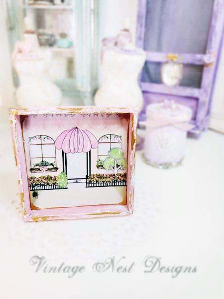 Store Front No.6:3 Dollhouse Miniature Handmade Wooden Framed Art image 0