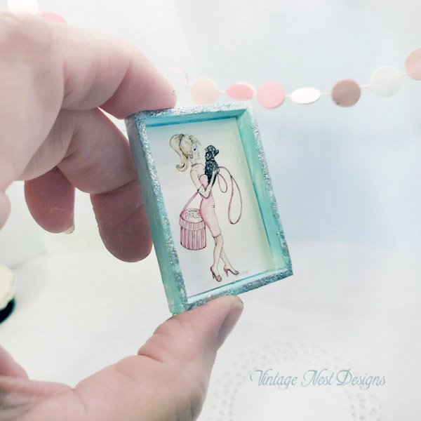 Barbie Shopping No.4:5 Dollhouse Miniature Handmade Wooden Framed Art image 3