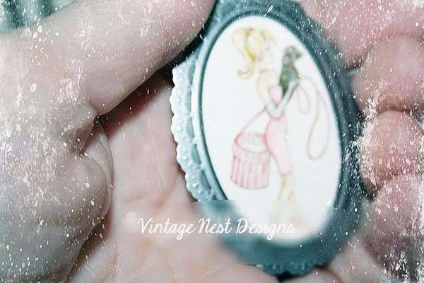 Barbie Shopping No.4:3 Dollhouse Miniature Handmade Framed Art image 1