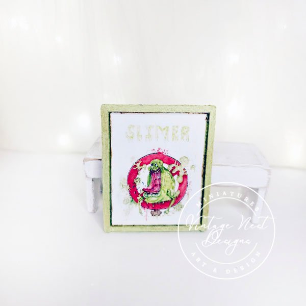 Slimer No.1:1 Dollhouse Miniature Handmade Wooden Framed Art image 3