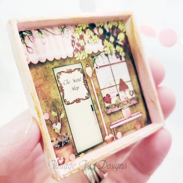 The Sweet Shop No.1:1 Dollhouse Miniature Handmade Wooden Framed Art image 2