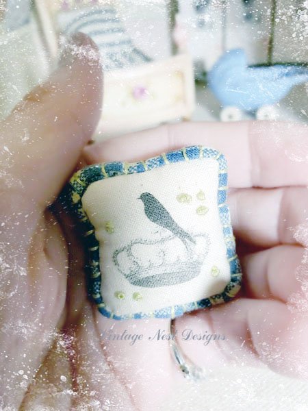 Bird Crown Pillow No.1 Dollhouse Miniature Handmade image 4