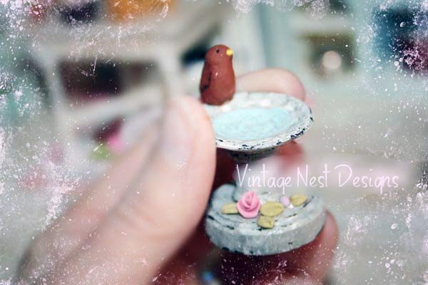 Bird Bath No.1:1 Dollhouse Miniature Handmade image 4
