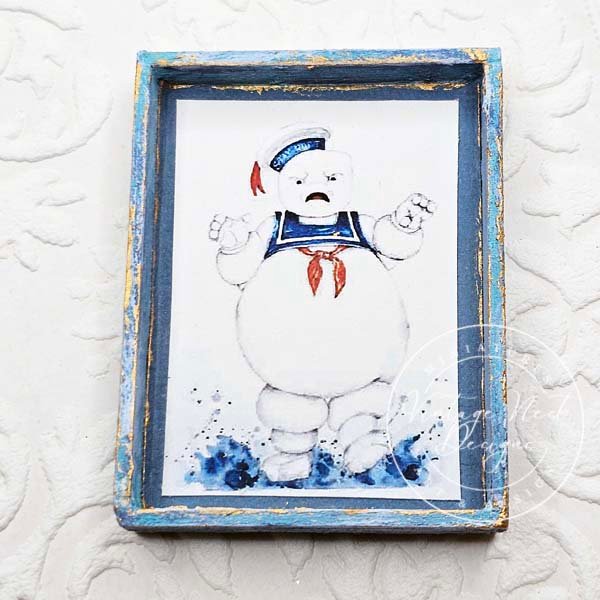 Stay Puft No.1:1 Dollhouse Miniature Handmade Wooden Framed Art image 3
