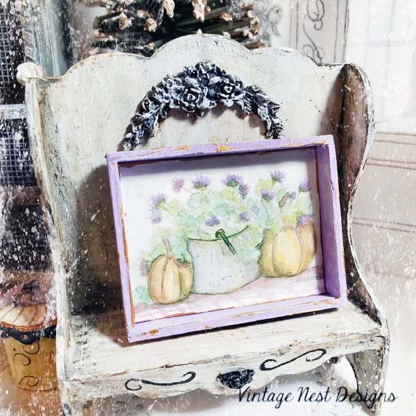 Bucket of Pumpkins No.1:1 Dollhouse Miniature Handmade Framed Art image 0