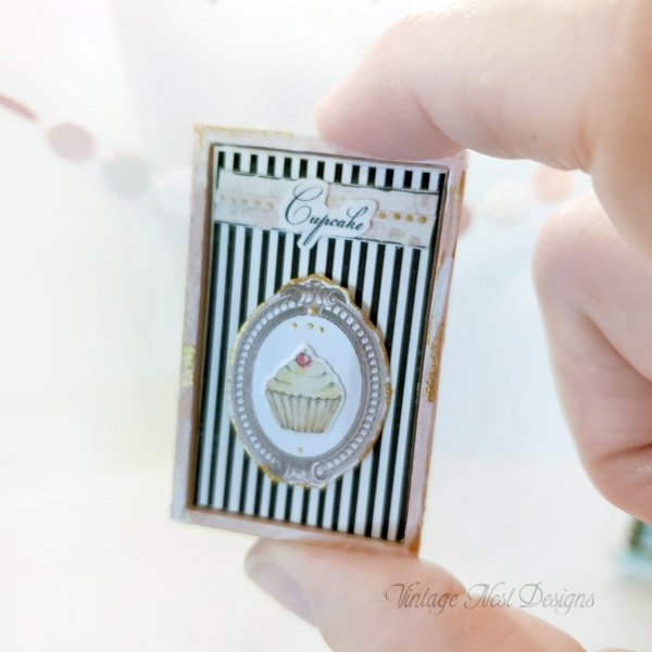 Cupcake Sign No.14:1 Dollhouse Miniature Handmade Wooden Framed Art image 6