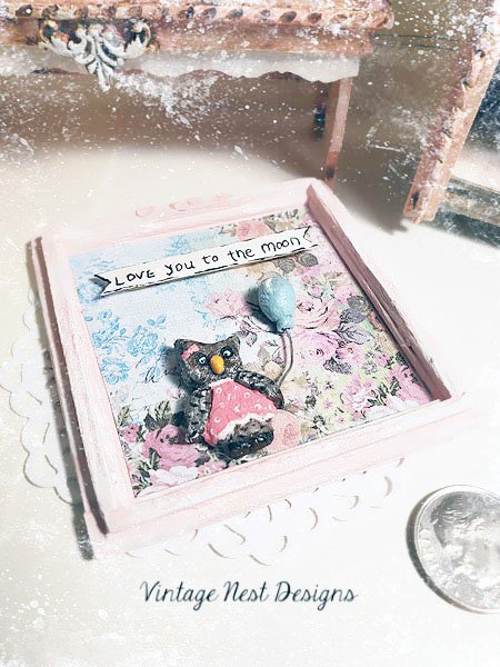 Love You to the Moon Owl No.2 Dollhouse Miniature Handmade image 3