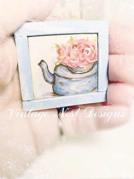 Tea Kettle No.2 Dollhouse Miniature Handmade Original Painting image 7