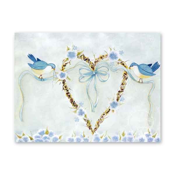 Blue Birds Periwinkles Digital Prints Acrylic Painting image 1