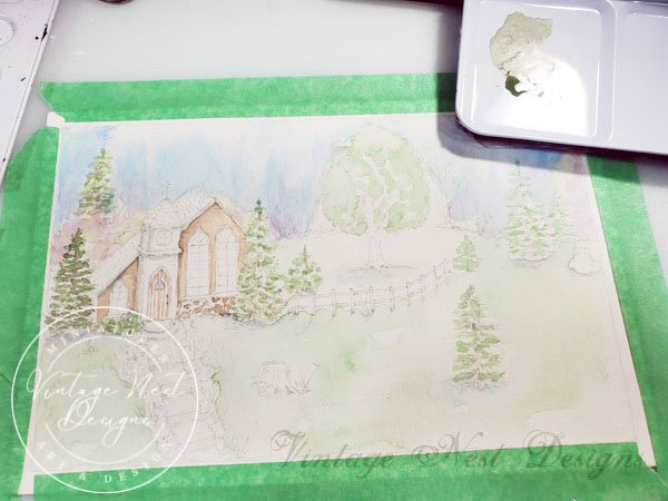 Church in the Woods No.2 Digital Prints Watercolor Painting image 12