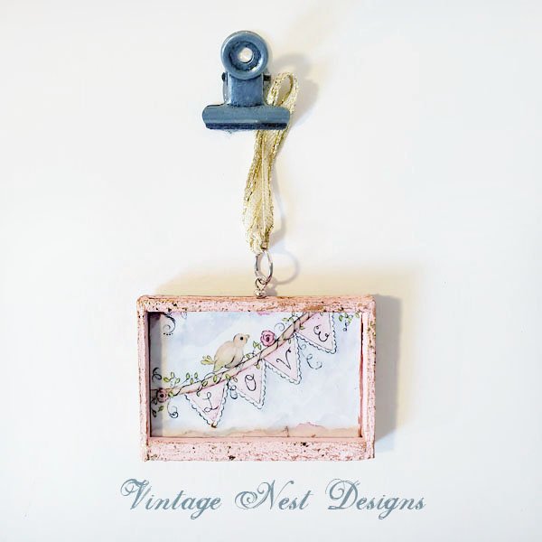 Love Bird No.1:2 Dollhouse Miniature Handmade Framed Art image 4