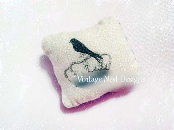 Bird Crown Pillow No.1 Dollhouse Miniature Handmade image 0