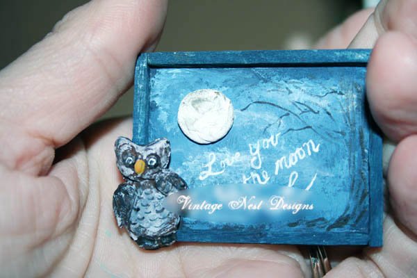 Love You to the Moon No.1:1 Dollhouse Miniature Handmade Wooden Framed Art image 2
