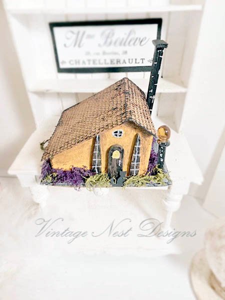 Putz Halloween House No.3 Miniature Handmade Shadow Box Diorama One of a Kind image 3