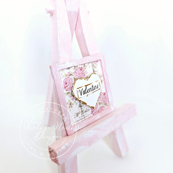 Valentine Lace Heart No.4 Dollhouse Miniature Handmade Framed Art image 2