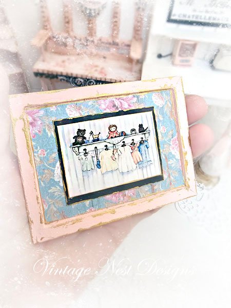 Baby Time No.1:2 Dollhouse Miniature Handmade Wooden Framed Art image 1