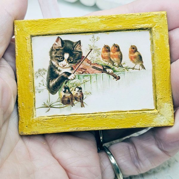 The Cat & The Fiddle No.1:2 Dollhouse Miniature Handmade Wooden Framed Art image 6