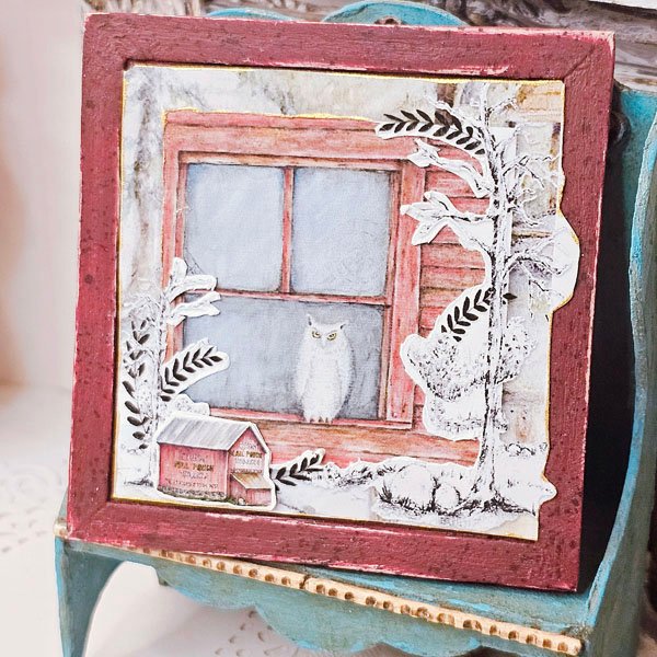 Barn Owl No.1:1 Dollhouse Miniature Handmade Wooden Framed Art image 4