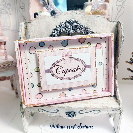 Cupcake Sign No.3 Dollhouse Miniature Handmade image 0