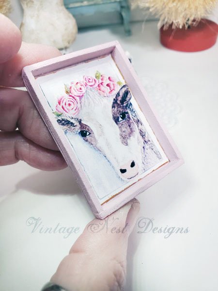 Cow & Roses No.1:1 Dollhouse Miniature Handmade image 2