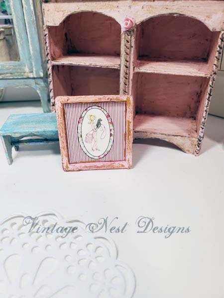 Barbie Shopping No.4:6 Dollhouse Miniature Handmade Wooden Framed Art image 2