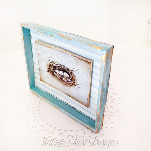 Bird Nest No.3 Dollhouse Miniature Handmade Wooden Framed Art image 3