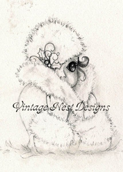 Baby it's Cold Outside No.1 Digital Prints Pencil Drawing image 0