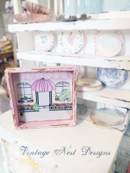 Store Front No.6:3 Dollhouse Miniature Handmade Wooden Framed Art image 1