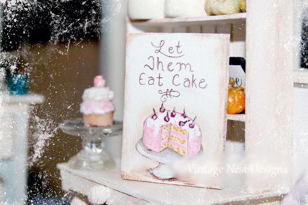 Let them eat Cake No.1:3 Dollhouse Miniature Handmade Framed Art image 3