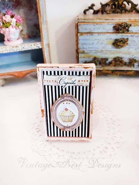 Cupcake Sign No.14:1 Dollhouse Miniature Handmade Wooden Framed Art image 0
