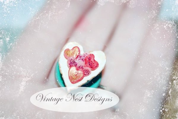 Valentine Heart Cookies No.2 Dollhouse Miniature Handmade image 1