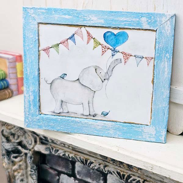 Baby Elephant No.1:1 Dollhouse Miniature Handmade Wooden Framed Art image 4