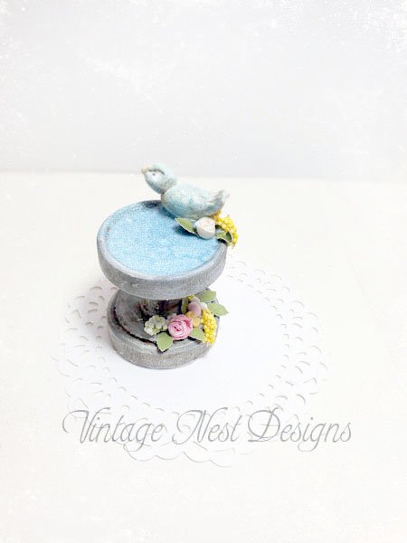 Bird Bath No.4 Miniature Handmade for Dollhouse Diorama Room Shadow Box image 2