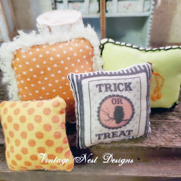 Fall Halloween Pillows No.1 Dollhouse Miniature Handmade image 0