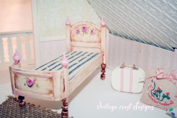 Dollhouse Bed No.3 Handmade Miniature image 0