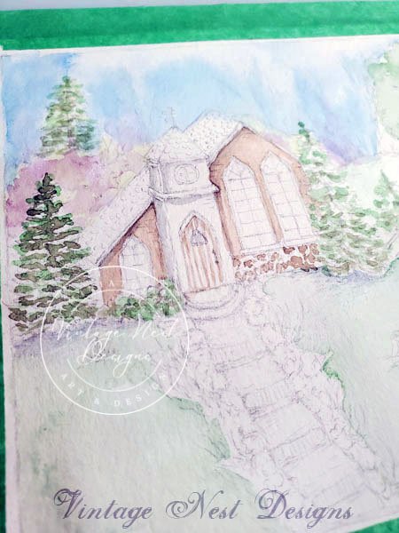 Church in the Woods No.2 Digital Prints Watercolor Painting image 13