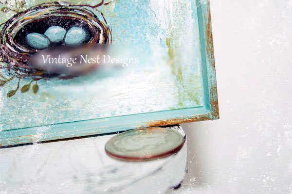 Bird Nest No.10:2 Dollhouse Miniature Handmade Wooden Framed Art image 1