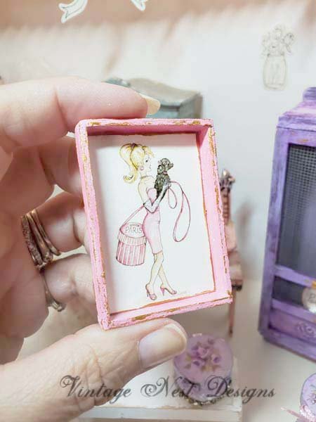 Shopping Barbie No.4:7 Dollhouse Miniature Handmade Wooden Framed Art image 5