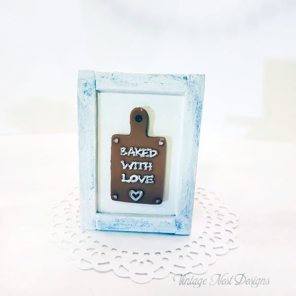 Bakery Sign No.2 Dollhouse Miniature Handmade Wooden Framed Art image 0