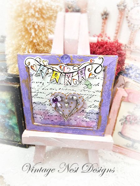 Valentine Heart No.4:2 Dollhouse Miniature Handmade Framed Art image 5