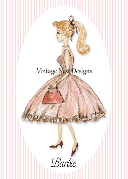 Digital Prints Barbie Doll No.5 Watercolor Painting image 0